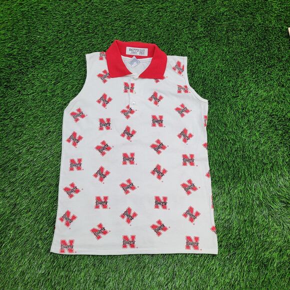 Vintage 80s Nebraska-Cornhuskers Polo Shirt Womens M 19x26 USA - Picture 1 of 9